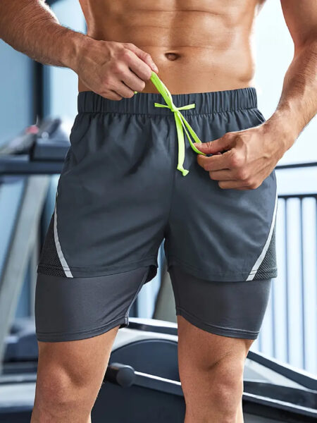 Double Layer Shorts With Inner Zipper Pocket